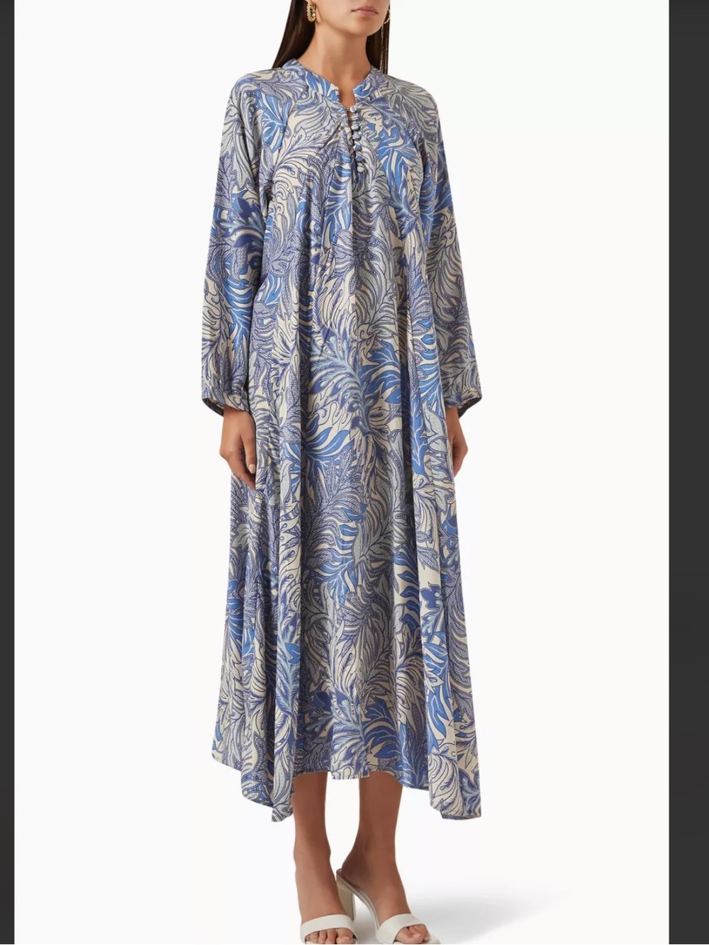 Natalie Martin Fiore Silk Maxi Dress Women’s Medium Printed Long Sleeve